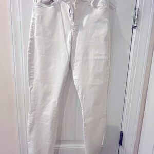 Mother Looker Ankle Fray High Rise Skinny White Jeans- Size 30